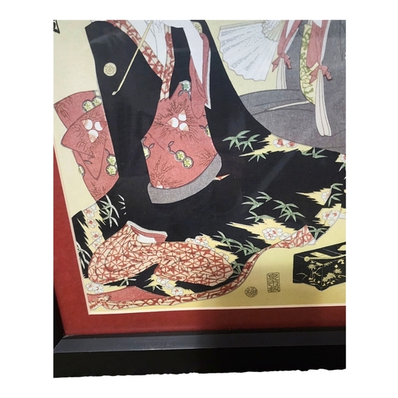 Utamaro Ukio-e Ha Gashu Matted and Framed Vintage Woodblock Print - Picture 4 of 4